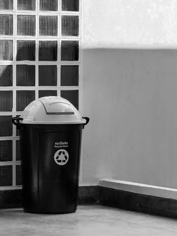 Bac de recyclage dans une aire commune